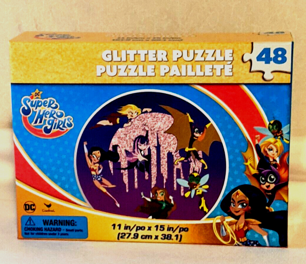 DC Super Hero Girls Glitter Puzzle 48 pcs 11"x15" New Sealed